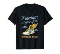 Freedom at Your Feet Winged Shoes Running Crew Graphic T-Shirt
