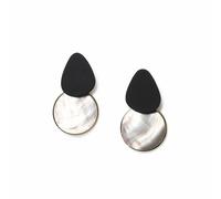 Freedom Black Top Metallic Disc Mismatch Shape Drop Earrings