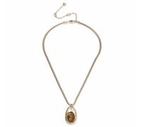 Freedom Brown Stone Gold Tone Pendant Necklace
