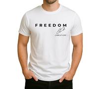 Freedom Charlie Kirk Statement with Signature - Inimalist Statement Men's T-Shirt, White, XXL