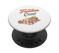 Freedom Crew Patriotic Picnic Vintage Design Retro Script PopSockets Adhesive PopGrip