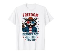 Freedom Democracy Justice Truth American Flag Funny Raccoon T-Shirt