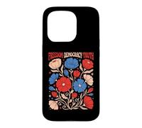 Freedom Democracy Truth Retro Floral Patriotic Flower Art Case for iPhone 15 Pro