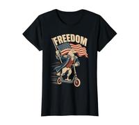 Freedom Eagle American Flag Colonial Scooter Rider Value Graphic T-Shirt, Women, Black, M