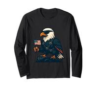 Freedom Eagle Standing Tall with American Flag Long Sleeve T-Shirt