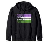 Freedom Equality Love LGBT Genderqueer Zip Hoodie