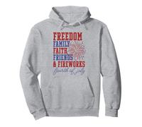 Freedom Family Faith Friends Fireworks Fourth of July Party Pullover Hoodie