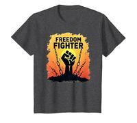 Freedom Fighter: Empowering Protest Graphic for Activists, T-Shirt, Kids, Dark Heather Grey, 3 Years