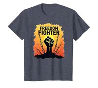 Freedom Fighter: Empowering Protest Graphic for Activists, T-Shirt, Kids, Heather Blue, 12 Years