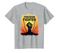 Freedom Fighter: Empowering Protest Graphic for Activists, T-Shirt, Kids, Heather Grey, 4 Years