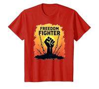 Freedom Fighter: Empowering Protest Graphic for Activists, T-Shirt, Kids, Red, 3 Years