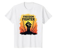Freedom Fighter: Empowering Protest Graphic for Activists, T-Shirt, Kids, White, 3 Years