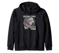 Freedom First Safety Third John Adams Funny 4th Of July Zip Hoodie
