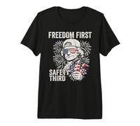 Freedom First Safety Third Thomas Jefferson Funny July 4th Premium T-Shirt