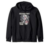 Freedom First Safety Third Thomas Jefferson Funny July 4th Zip Hoodie