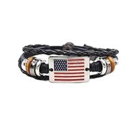 Freedom & Flexibility Adjustable American Flag Leather Cuff Bracelet, American Flag Bracelet Religious, Jewelry for Men & Teens - Police, Military Gifts USA (1)