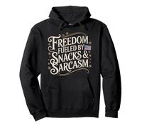 Freedom Fueled by Snacks & Sarcasm Funny Patriotic Pullover Hoodie