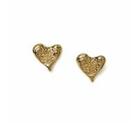 Freedom Gold Plated Molten Heart Stud Earrings
