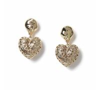 Freedom Gold-tone Chunky Etched Heart Drop Earring