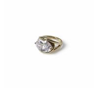 Freedom Gold Tone Crystal Chunky Oval Ring - L