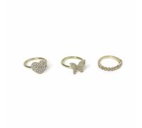 Freedom Gold-tone Crystal Motif 3pk Rings Medium