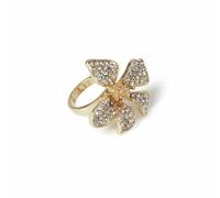 Freedom Gold-tone Crystal Open Flower Ring Large