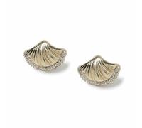 Freedom Gold Tone Crystal Shell Stud Earrings