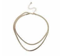 Freedom Gold-tone Double Row Snake Chain Necklace