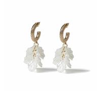 Freedom Gold Tone Flower Drop Hoop Earrings