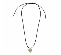 Freedom Gold Tone Heart Black Cord Pendant Necklace
