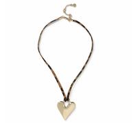 Freedom Gold-tone Heart Leopard Cord Necklace