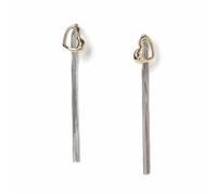 Freedom Gold-tone Mixed Metal Heart Chain Drop Earrings