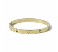 Freedom Gold Tone Stainless Steel Heart and Crystal Bangle
