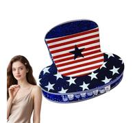 Freedom Hair Claw Accent, Patriotic Grip Hairpin Clip, 12g Mini Clamp with Hold, Resin Crafted Hairpiece, Star Stripe Themed Fashion Accessory, Women Festival for Everyday Styling