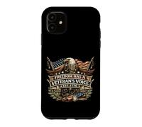 Freedom Has A Veterans Voice Est 1776 Eagle Patriot USA Flag Case for iPhone 11