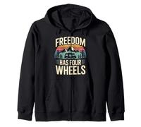 Freedom Has Four Wheels Camper Van Adventure Zip Hoodie