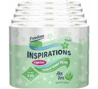 Freedom Inspirations 3Ply Quilted Toilet Tissue Pack - Aloe Vera 45 Rolls (5 x 9 Roll Pack)