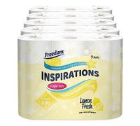 Freedom Inspirations Luxury 3Ply Toilet Roll - 45 Quilted Lemon Fresh Triple Soft and Scented Hygiene Bulk White Toilet Tissue and Loo Rolls