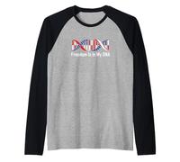 Freedom is in My DNA Patriotic Spirit American Pride Raglan Baseball Tee