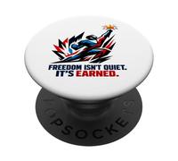 Freedom Isn’t Quiet It's Earned Red White & Blue Power Star PopSockets Adhesive PopGrip