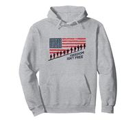 Freedom Isn't Free: Patriotic Tribute to American Heroes Pullover Hoodie, Adult Unisex, Heather Grey, XXL