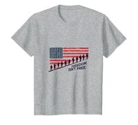 Freedom Isn't Free: Patriotic Tribute to American Heroes T-Shirt, Kids, Heather Grey, 2 Years