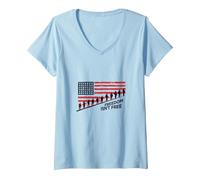Freedom Isn't Free: Patriotic Tribute to American Heroes V-Neck T-Shirt, Women, Baby Blue, S