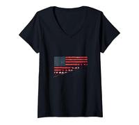 Freedom Isn't Free: Patriotic Tribute to American Heroes V-Neck T-Shirt, Women, Black, S