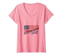 Freedom Isn't Free: Patriotic Tribute to American Heroes V-Neck T-Shirt, Women, Pink, XXL
