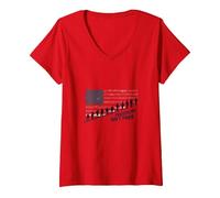 Freedom Isn't Free: Patriotic Tribute to American Heroes V-Neck T-Shirt, Women, Red, XXL