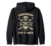 Freedom Isn't Free Proud Soldier Skull Military Veteran Zip Hoodie