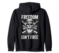Freedom Isn't Free Proud Soldier Skull Military Veteran Zip Hoodie