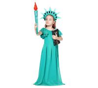 Freedom Monument Costume for Kids - Liberty Statue Fancy Party Dress For Girls And Boys | Comfortable To Wear Halloween Cosplay Costumes Accessories For Dance Parties Birthdays School Performances And