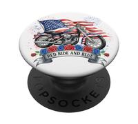 Freedom Motorcycle Red Ride And Blue Patriotic biker PopSockets Adhesive PopGrip